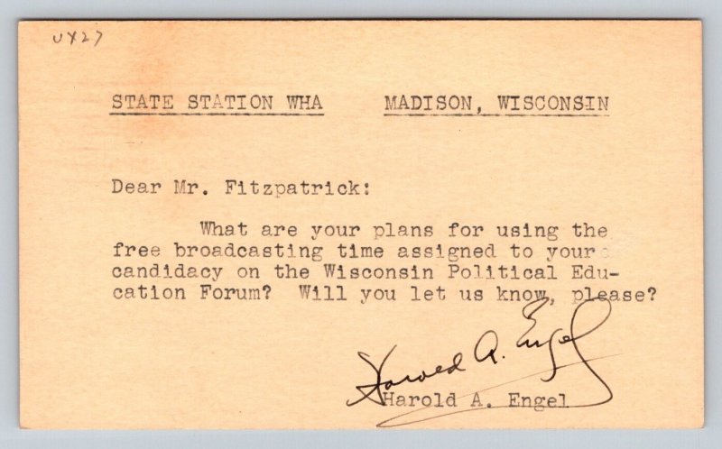 1942  State Station   Madison  Wisconsin   Postcard