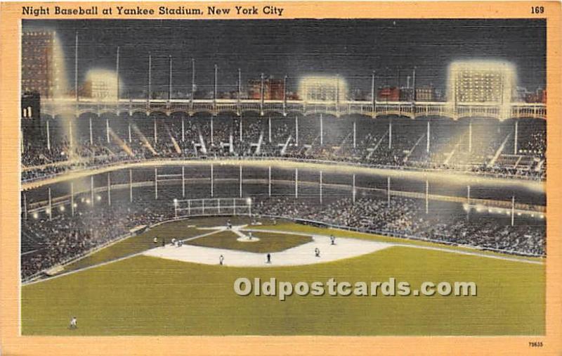 Night Baseball at Yankee Stadium New York City, NY, USA Stadium 1949 