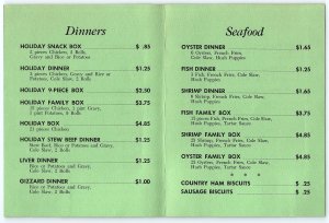 1960s MORGANTON NC HOLIDAY FRIED CHICKEN EAST UNION ST DAILY MENU Z4660