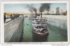 Iowa Keokuk Boats Going Through Government Lock 1947 Curteich