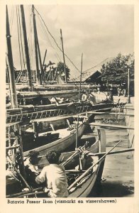 Indonesia Djakarta Batavia Passar Ikan harbor real photo 1930