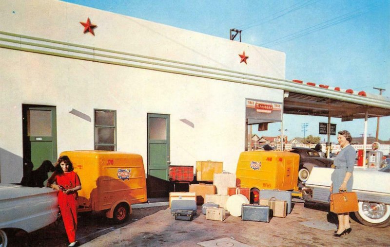 Gas Station, Los Angeles, CA Mohawk Trailers Roadside c1950s Vintage Postcard