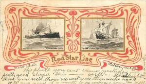 Advertising 1903 Red Star Steamer Private Mailing Postcard Santa Maria 12016