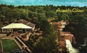 Vintage Postcard Rainbow Falls & Mother Nature Constructed Ausable Chasm NY