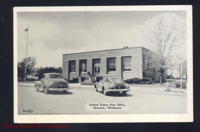 GUYMON OKLAHOMA ROUTE 66 U.S. POST OFFICE 1940's CARS VINTAGE POSTCARD