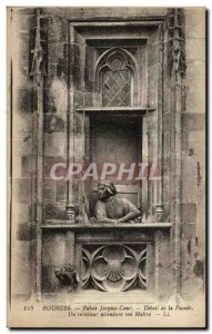 Old Postcard Bourges Palais Jacques Coeur Detail of Facade A Servant Atlendan...