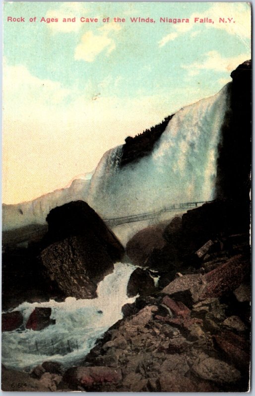 VINTAGE POSTCARD ROCK OF AGES CAVE OF THE WINDS NIAGARA FALLS N.Y. 1912