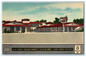 c1940 Old West Motor Hotel Exterior Building Las Vegas Nevada Vintage Postcard