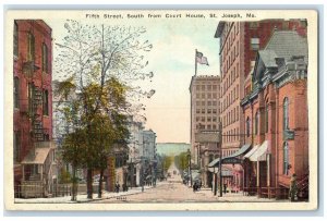 c1920 Fifth Street South Court House Exterior Road St. Joseph Missouri Postcard