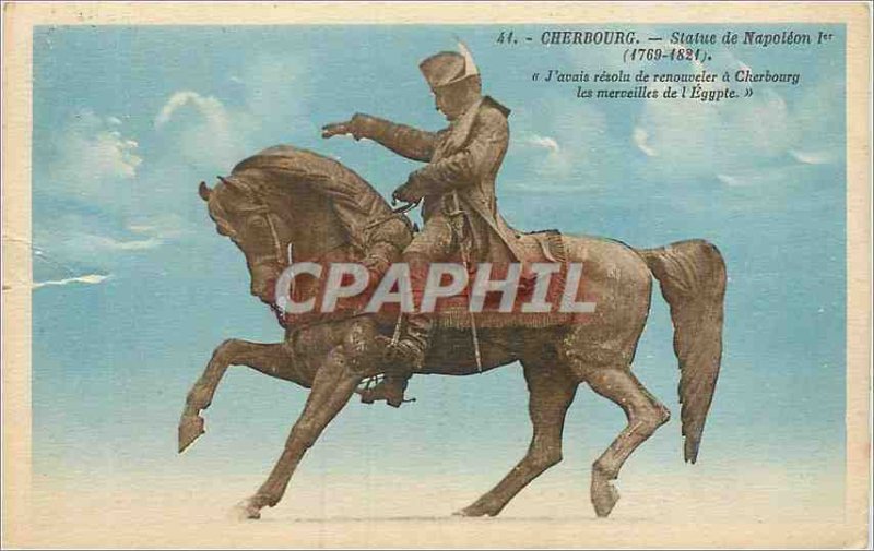 Old Postcard Cherbourg Statue of Napoleon 1st (1769 1821)