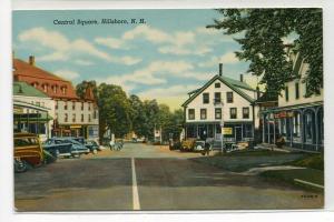 Central Square Street Scene Cars Hillsboro New Hampshire postcard