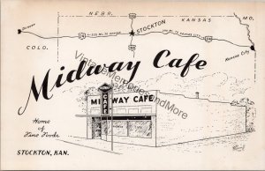 Midway Cafe Stockton Kansas Postcard PC346