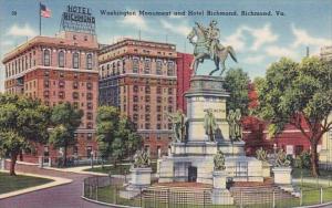 Washington Monument And Hotel Richmond Virginia