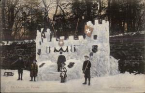 Le Chaux de Fonds - Kids Make Huge Snow Fort c1910 Postcard - Switzerland?