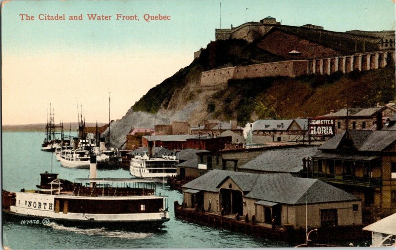 Citadel Water Front Quebec Boat Valentine Postcard Vintage Unposted Unused Vtg 