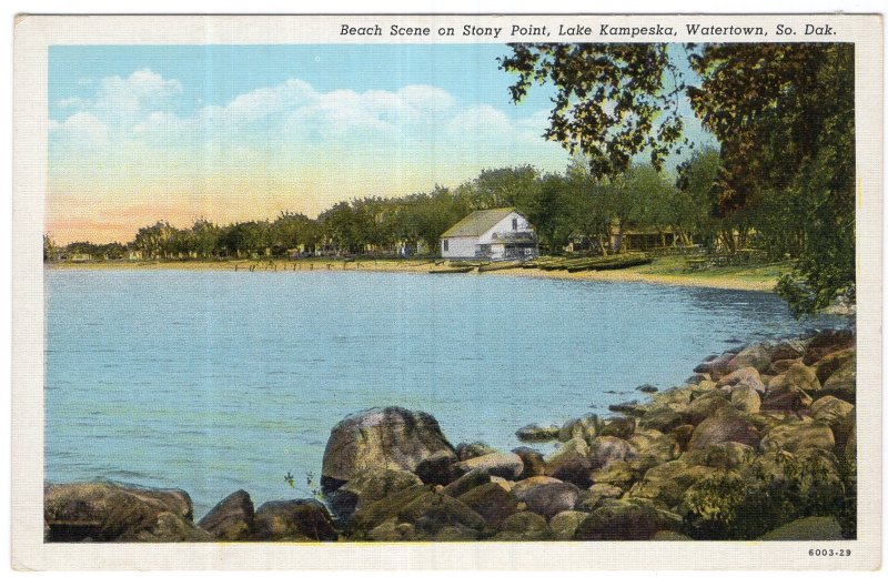 Watertown, So. Dak., Beach Scene on Stony Point, Lake Kampeska