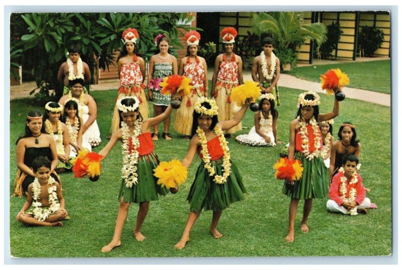 c1960 Hula Show Cast Napili Kai Beach Club Hotel Staff Maui Hawaii HI Postcard