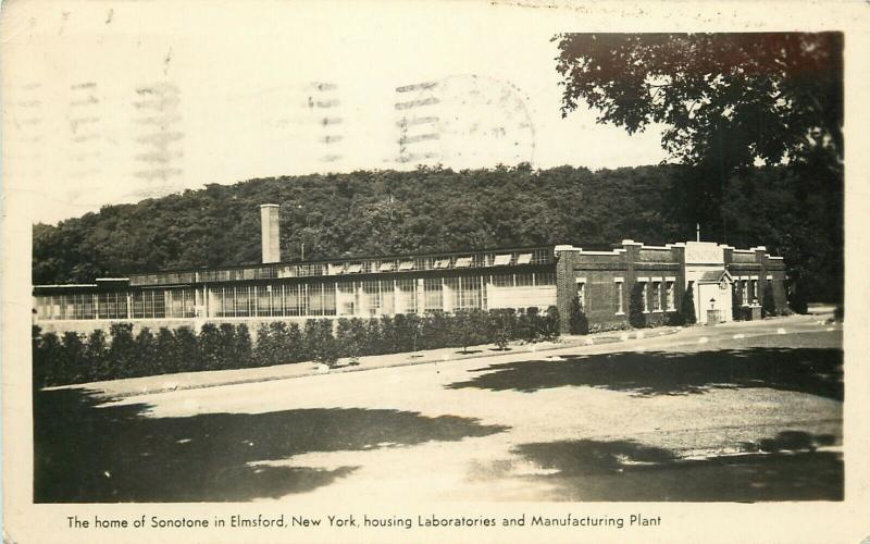 Elmsford NY~Sonotone Hearing Aid Company~Made WWII Soldiers Headsets~RPPC 1942 