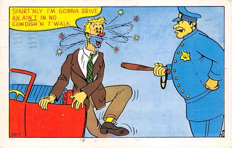 Man Striking Another Man With a Baton Comic Occupation, Policeman 1956 