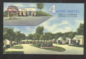 KANSAS CITY MISSOURI 4 ACRE MOTEL VINTAGE LINEN ADVERTISING POSTCARD