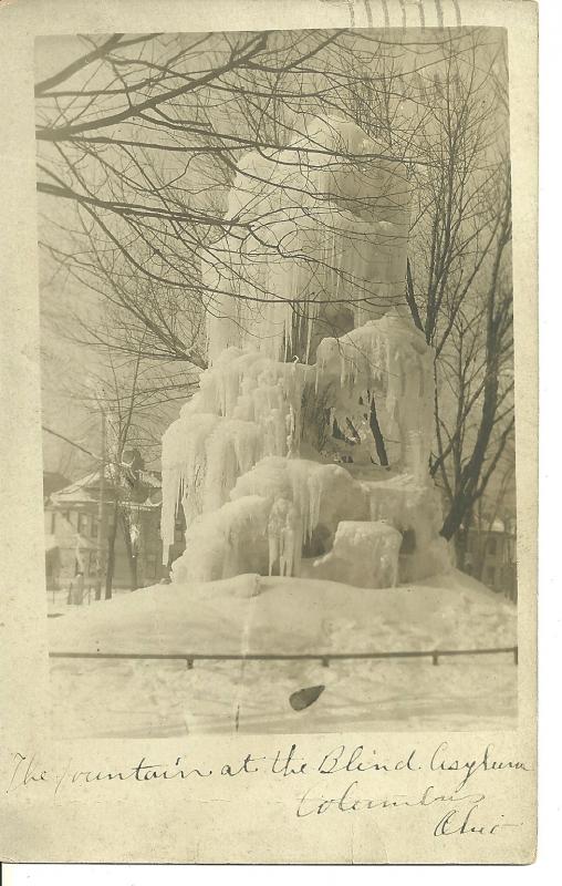 1910 The Fountain At The Blind Asylum, Columbus, Ohio ~ RPPC