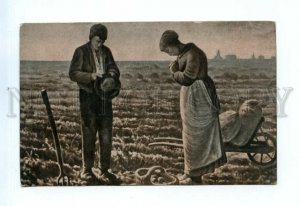 543772 JAPAN Jean-Francois Millet Angelus Pray peasants field Vintage postcard