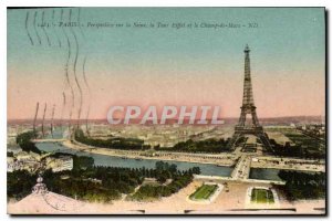 Old Postcard Perspective Paris on the Seine Eiffel Tower and the Champ de Mars