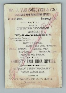 1880's Jos Schlitz Brewing Co Pilsner Beer Kennedy's East India Bitters P157