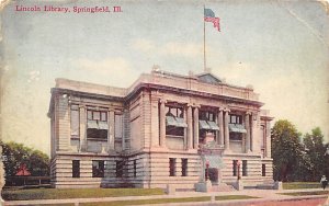 Lincoln Library Springfield Island, Illinois USA View Postcard Backing 