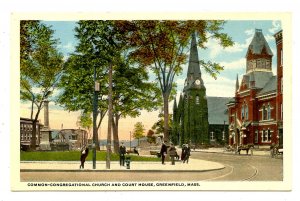 MA - Greenfield. The Common, Congregational Church & Courthouse