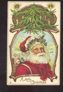 SANTA CLAUS RED ROBE FACE JOLLY CHRISTMAS VINTAGE POSTCARD GALVA KANSAS