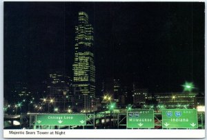 Postcard - Majestic Sears Tower at Night - Chicago, Illinois