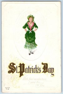 Syracuse New York NY Postcard St. Patrick's Day Pretty Woman Embossed c1910's