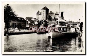 Old Postcard Annecy The harbor and castle