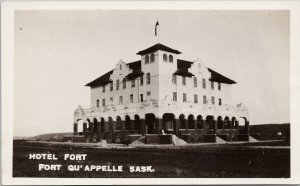 Fort Qu'Appelle SK Hotel Fort Saskatchewan Sask Real Photo Postcard H10