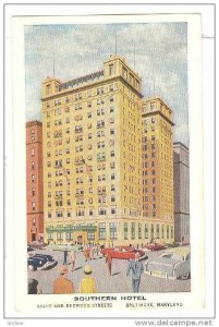 Southern Hotel, Light ansd Redwood Streets, Baltimore, Maryland, 50-60s