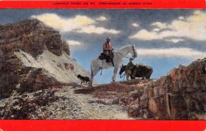 MT TIMPANOGOS UTAH LOOKOUT POINT~COWBOYS~DOG E C KROPP PUBL POSTCARD