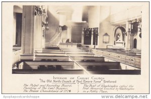 Massachusetts Boston Interior Of Christ Church Of Paul Revere Fame Real Photo