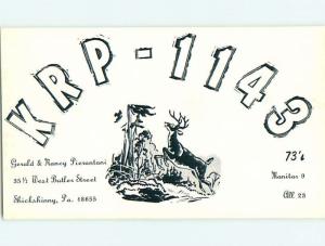 Deer - QSL CB HAM RADIO CARD Shickshinny Pennsylvania PA t9435