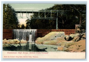 c1900s Westminster High Bridge, Bellows Falls, Vermont VT PMC Postcard