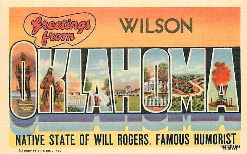 Large Letters Multi View Linen WILSON OKLAHOMA 6732 postcard Curt Teich