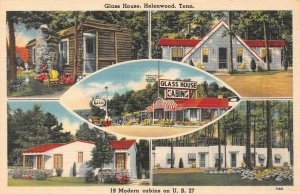 HELENWOOD, Tennessee TN ~ GLASS HOUSE CABINS Esso Gas SCOTT CO Roadside Postcard