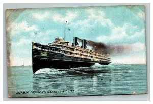 Vintage 1908 Postcard Steamer City of Cleveland D & C Line Passenger Ship