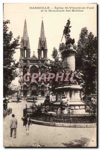 Postcard Old Marseille Church St Vincent de Paul and the Mobile Monument