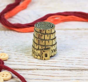 Thimble SEWING RULER Needlework Solid Brass Metal Russian Souvenir Collection