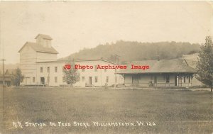 Depot, Vermont, Williamstown, RPPC, Central Vermont Railroad, Feed Store, Photo