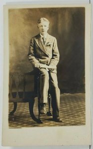 Rppc Young Man With Certificate Fred Forseburg Likey Minnesota Postcard O6