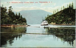 SS Britannia Ship leaving Bowen Island BC near Vancouver Unused Postcard F40