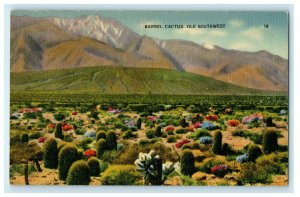 1941 Barrel Cactus Ole Southwest El Paso Texas Los Angeles RPO Cancel Postcard 