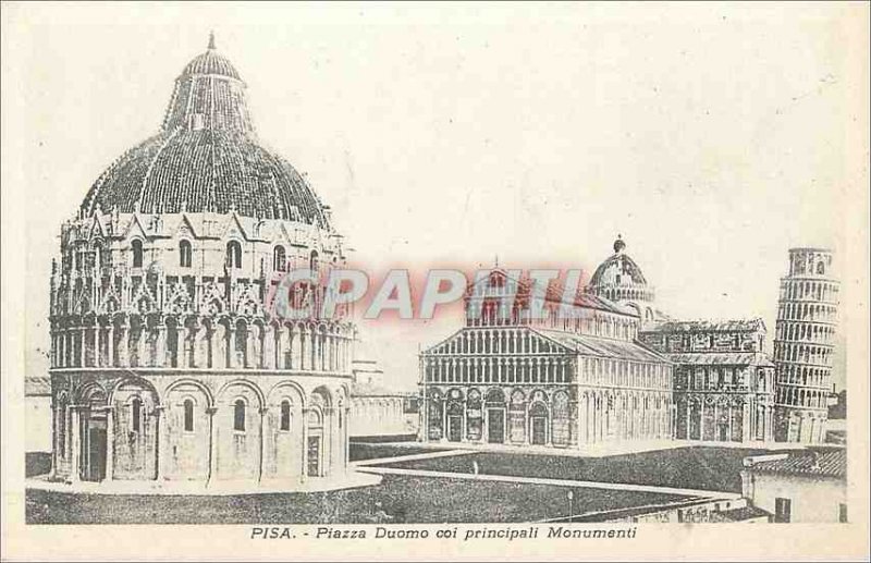 Postcard Old Pisa Piazza Duomo silent principali Monuments